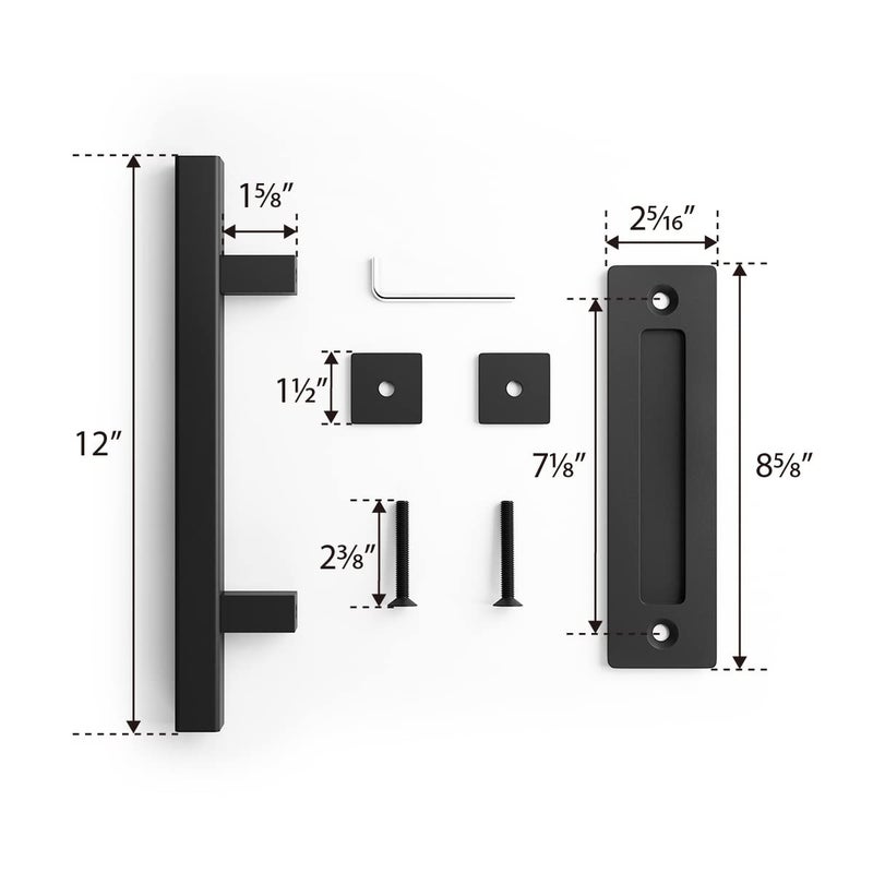 SMARTSTANDARD 2PCS 12" Pull and Flush Barn Door Handle Set, Large Rustic Two-Side Design, for Gates Garages Sheds Furniture, Black, Square - Image 3